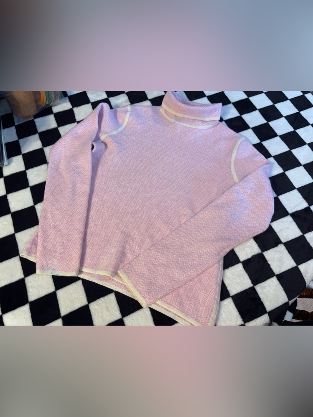 Kids large pink Belford 100% cashmere sweater (blue stain on sleeve)